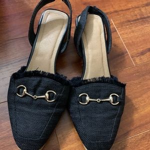 Black Fabric Slip on Loafers Size 7